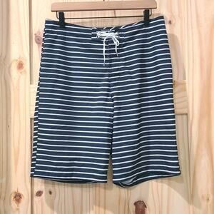 Abercrombie & Fitch Board Shorts Mens 31 Nautical Dark Navy Stipe Swim Trunks